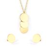 LUXUKISSKIDS Stainless Steel Round Paillettes Trendy Necklaces Earrings Sets Jewelry Set Gold/Silver Color For Lovers Woman Gift