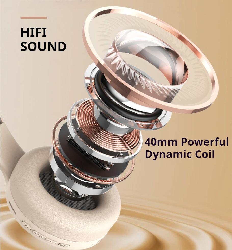 HIFI Shocking Bass Headsets Wireless Bluetooth 5.3 Headphones Noise Reduction Sports Gaming Earphones with HD Mic Support TF/AUX