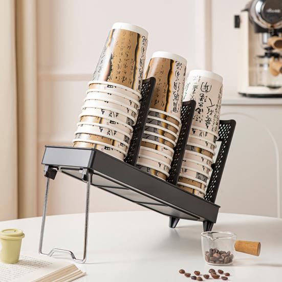 Adjustable Cup Holder Disposable Cup Dispenser with Removable Panels Living Room Drink Cup Organizer for Coffee Pods Straws
