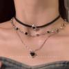 Multiple-layered Stacked Necklace for Women, Chic and Cool Black Leather Rope Chain, Collar Chain, Neck Chain
