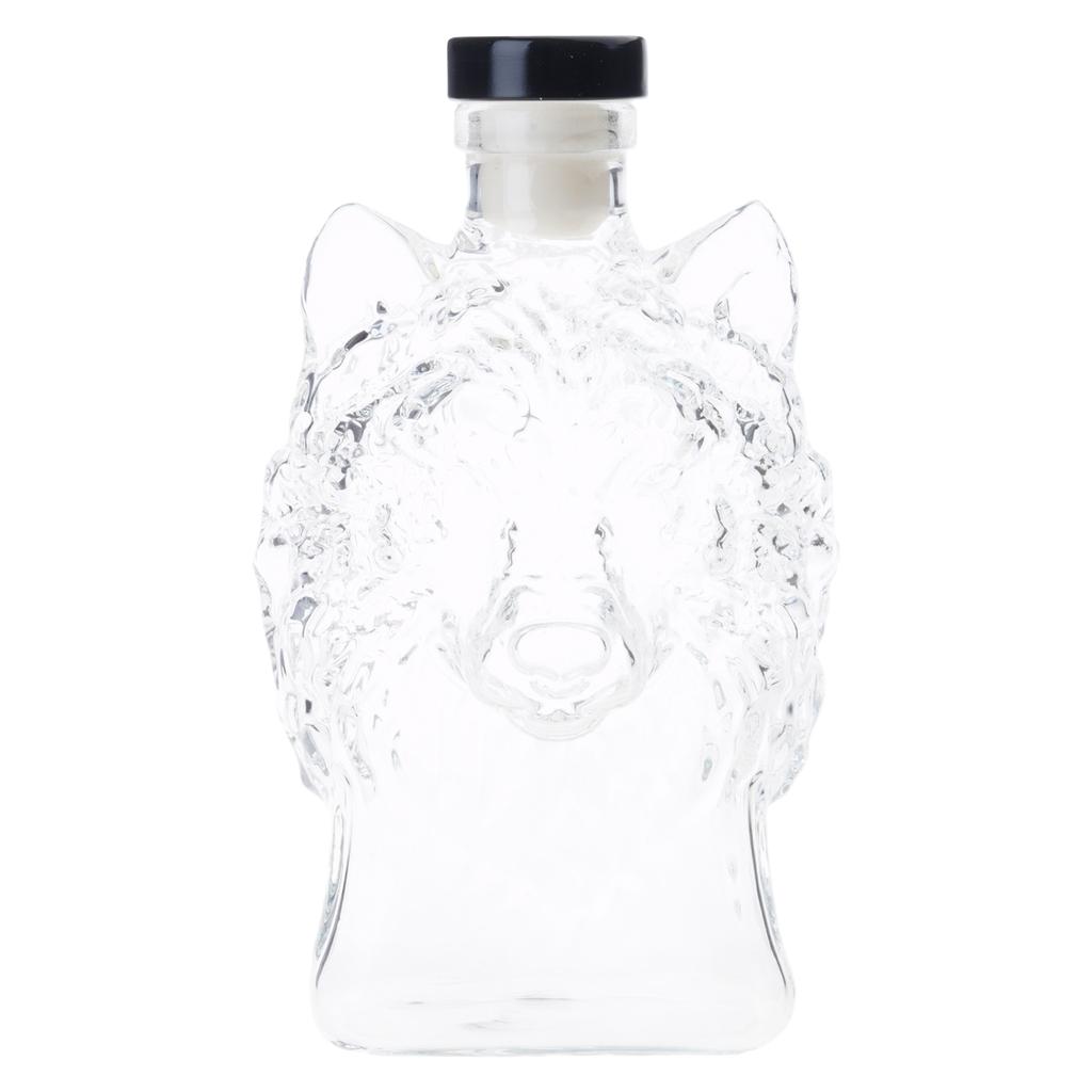 Elegant Wolf Head Liquor Decanter Clear Glassware Wine Bottle Bourbon Dispenser for Home Bar Decorative Accessory
