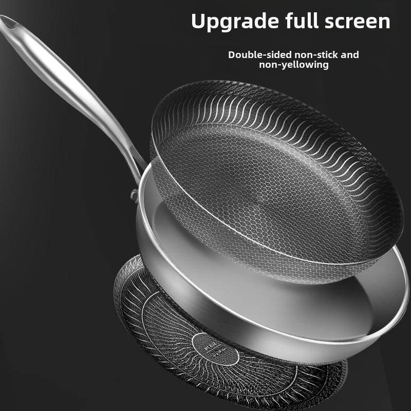 316 Stainless Steel Non-Stick Frying Pan for Electric and Open Flame Stoves, Less Smoke, Ideal for Cooking Steak.