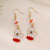 New Arrivals Christmas Santa Claus Snow Bow Flower Wreath Gloves Earrings For Women