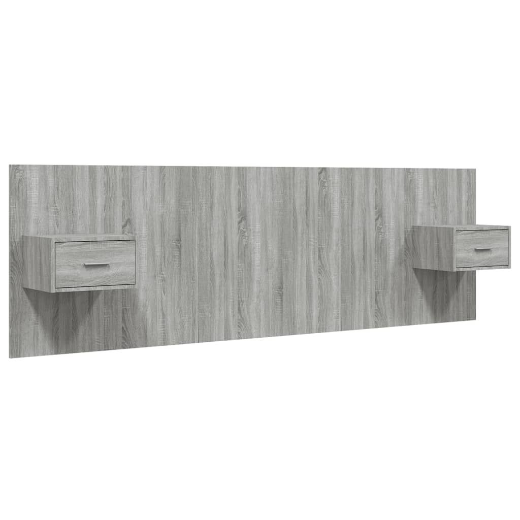Bed Headboard with Nightstands Grey Sonoma Particleboard