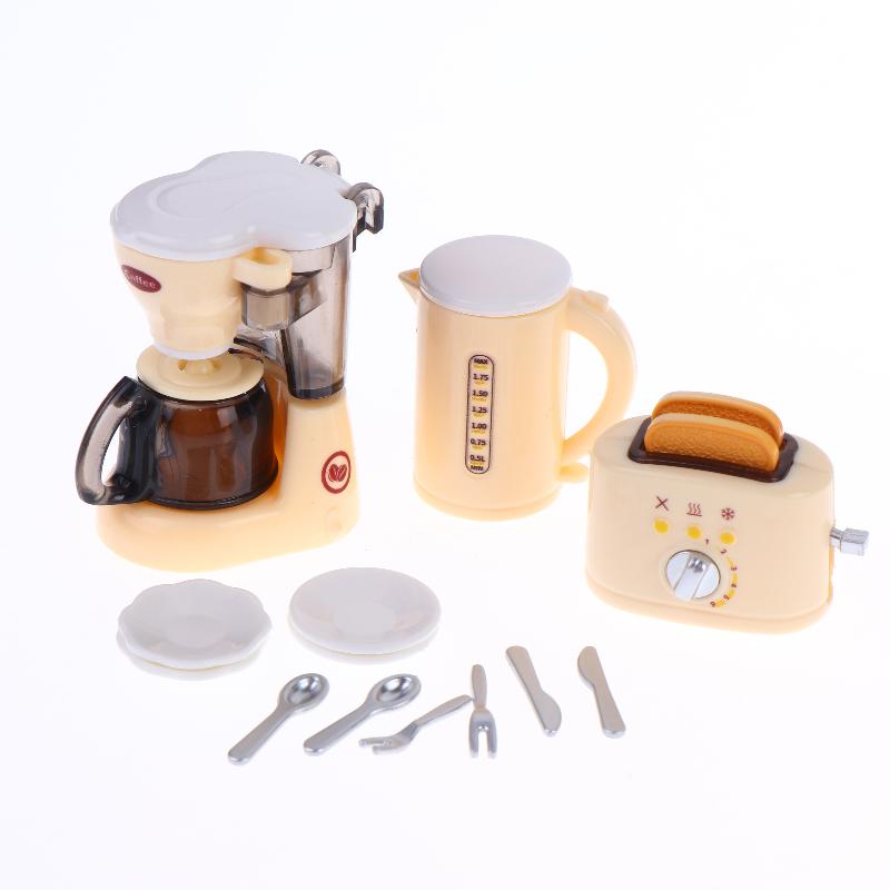 1 Set 1 12 Miniature Coffee Maker with Egg Beater Dollhouse Kitchen Appliance Toy for Kids Birthday Gift Pretend House Play