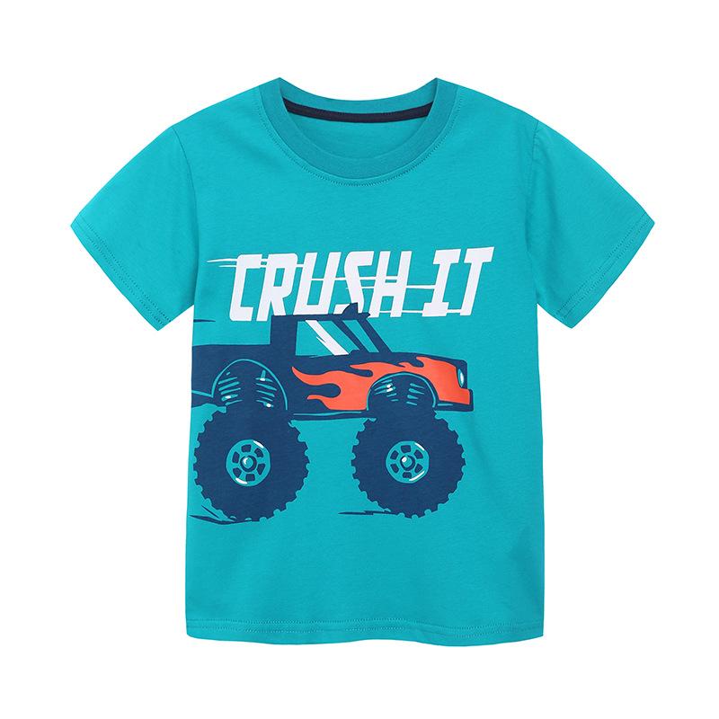 European Style Boys Car Print Cotton T-Shirt - Summer Short Sleeve 3 Years (100cm)