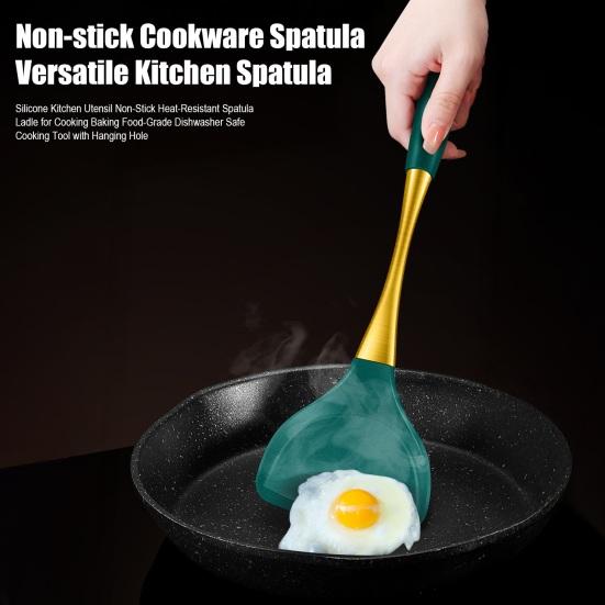 Silicone Kitchen Utensil Non-Stick Heat-Resistant Spatula Ladle for Cooking Baking Food-Grade Dishwasher Safe Cooking Tool with Hanging Hole