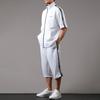 Soleildor Jersey Set with Side Logo Short Perfect for and Size L Men's Tape, Quick-Drying, Sleeves, Sports, Training, Loungewear, White,