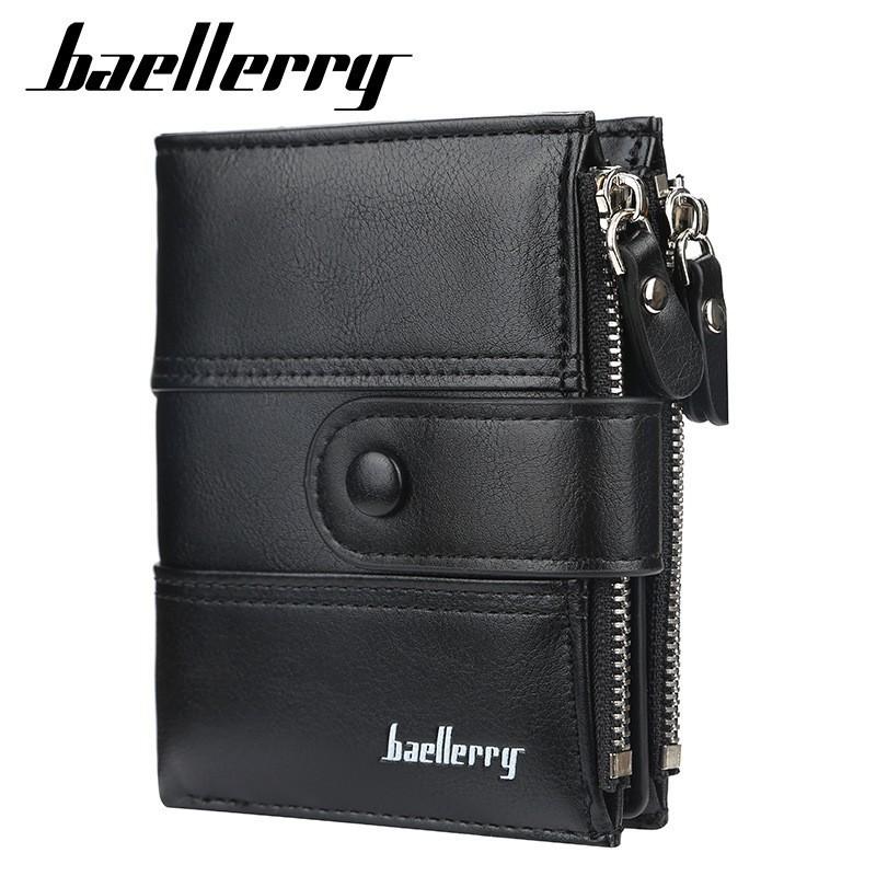 Men's Short Wallet European American Youth Multi Card Buckle Large Capacity Zipper Coin Purse