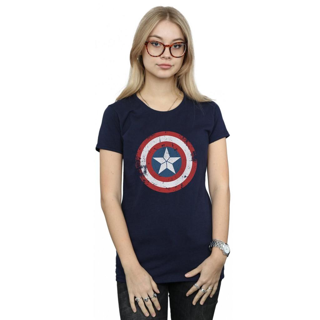 Marvel Womens/Ladies Captain America Civil War Distressed Shield Cotton T-Shirt