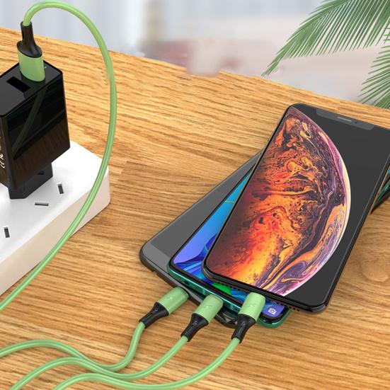 Data Cable Universal 3 In 1 Fast Charging Liquid Silicone 8-pin Micro USB