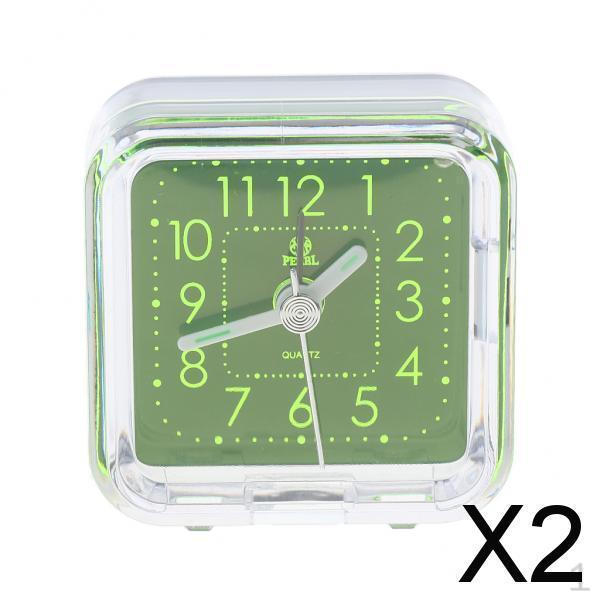 2xMini Travel Clock Gradient Sound Desk Alarm Snooze Nightlight 6 Green