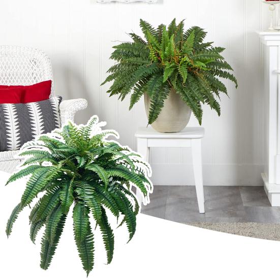 Artificial Fern UV Resistant Realistic Reusable Home Wedding Party Faux Greenery Plants Indoor Outdoor Garden Yard