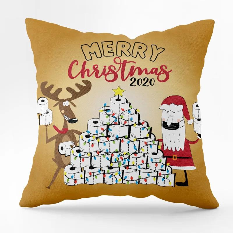 Christmas Abstract Santa Claus Pattern Print Home Decorative Cushion Cover Living Room Sofa Pillowcase