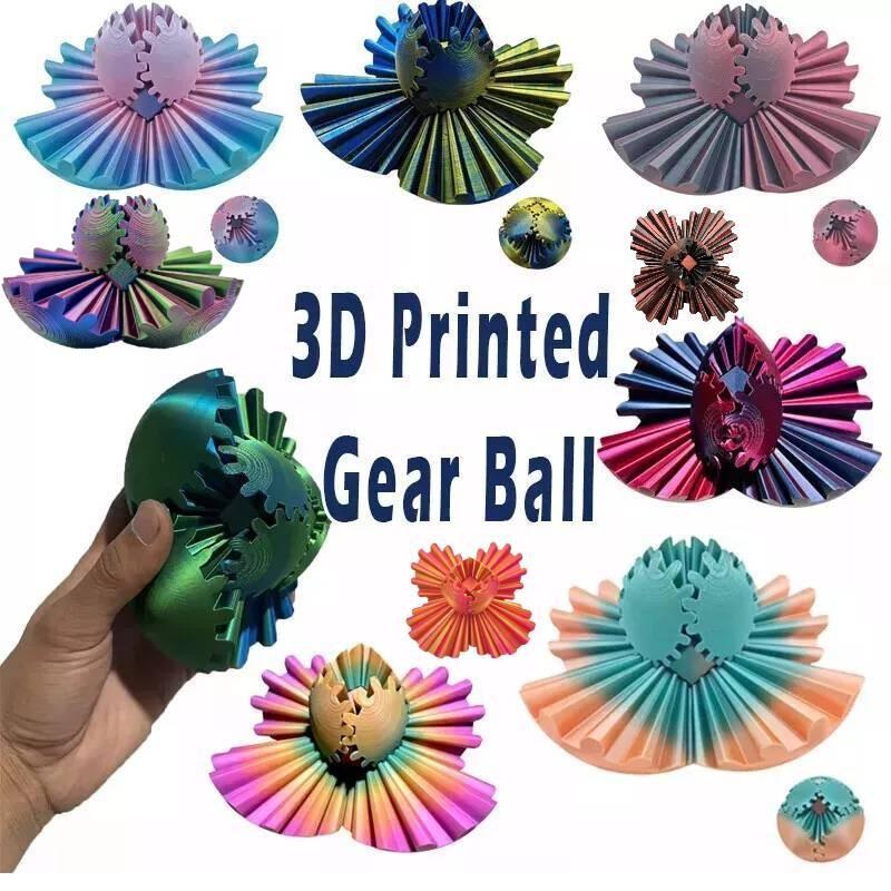 Modern Art 3d Printed Gear Ball Spin Ball Plastic Decoration With Intricate Design