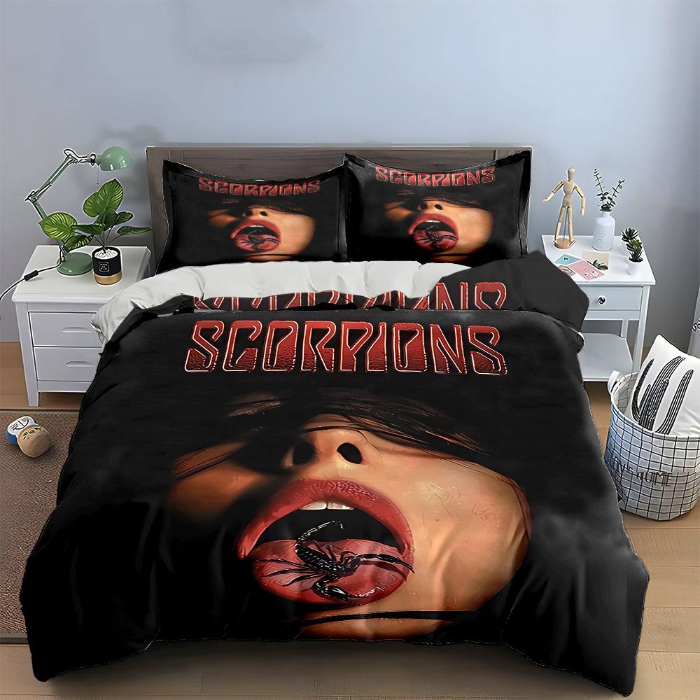 Scorpions Logo Tongue Design Bedding Duvet Cover Set Duvet Cover Pillowcases (1*Duvet Cover 2*Pillowcases, without duvet insert)