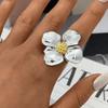 Stainless Steel Oversized Flower Rings Exaggerated Finger Ring  Party Favors