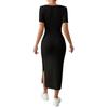 Summer New Short Sleeve Women's Knitted Dress Elegant Fashion Square Neck Sexy Dress Women Slim Fit Split High Waist Casual Dresses for Women 25102