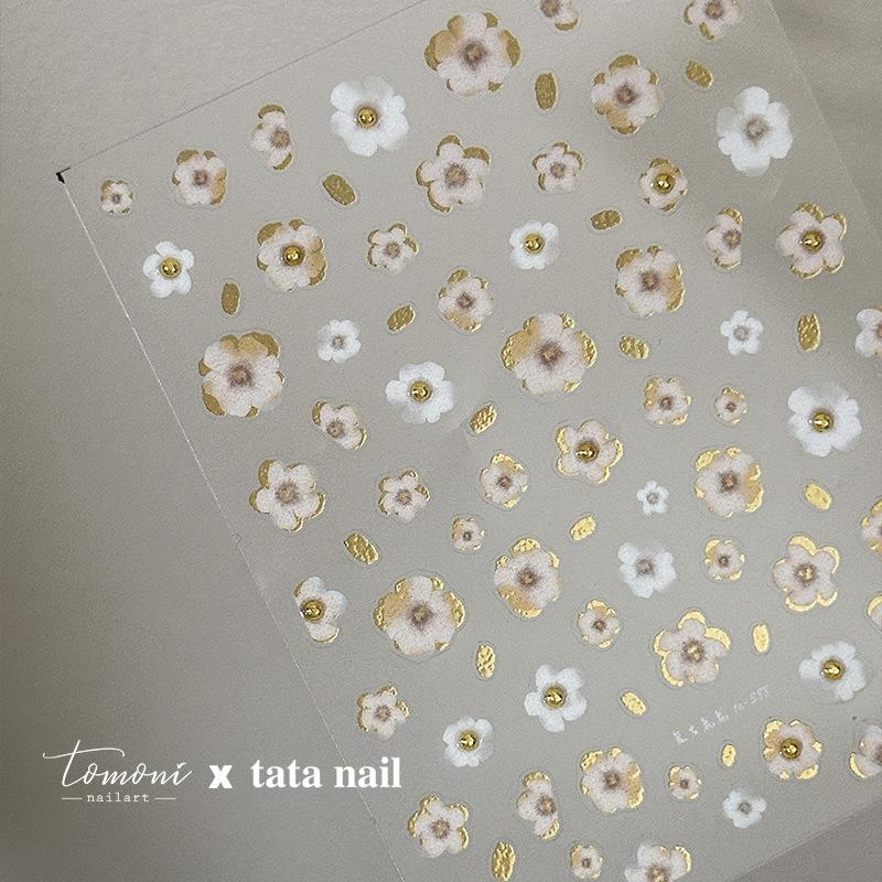 Crystal White Flower Leaves Petal Wet garden Spring Charming Elegant 5D Nail Art Stickers Rhinestone Adhesive Manicure Decals