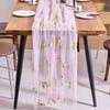 French Pastoral Style Embroidered Flower Lace Table Runner Long Strip Romantic Table Cover Retro Breathable Table Linen Party