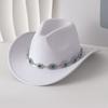 Turquoise Felt Fedora Hat Wide Curved Brim Western Cowgirl Hat  for Party Travel Costume
