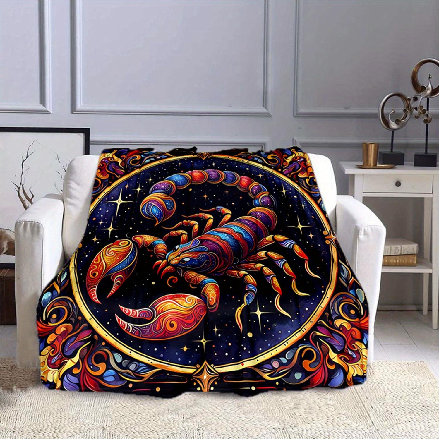 

1pc Scorpion Print Blanket, Soft Warm Throw Blanket Nap Blanket for Couch Sofa Office Bed Camping Travel, Multi-purpose Gift Blanket 130cmx150cm