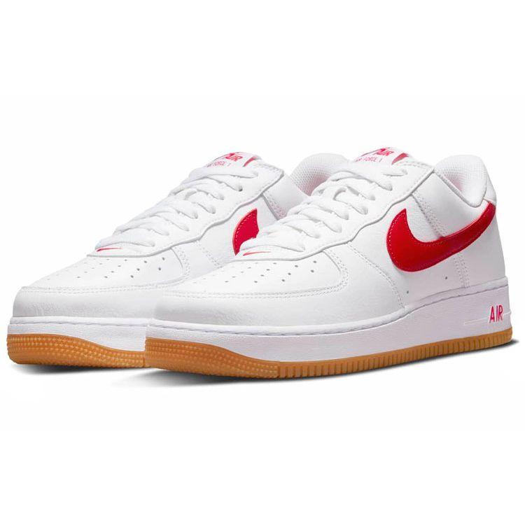 Nike Air Force 1 Low Color of the Month - White University Red Unisex Sneakers Gum-Yellow DJ3911-102