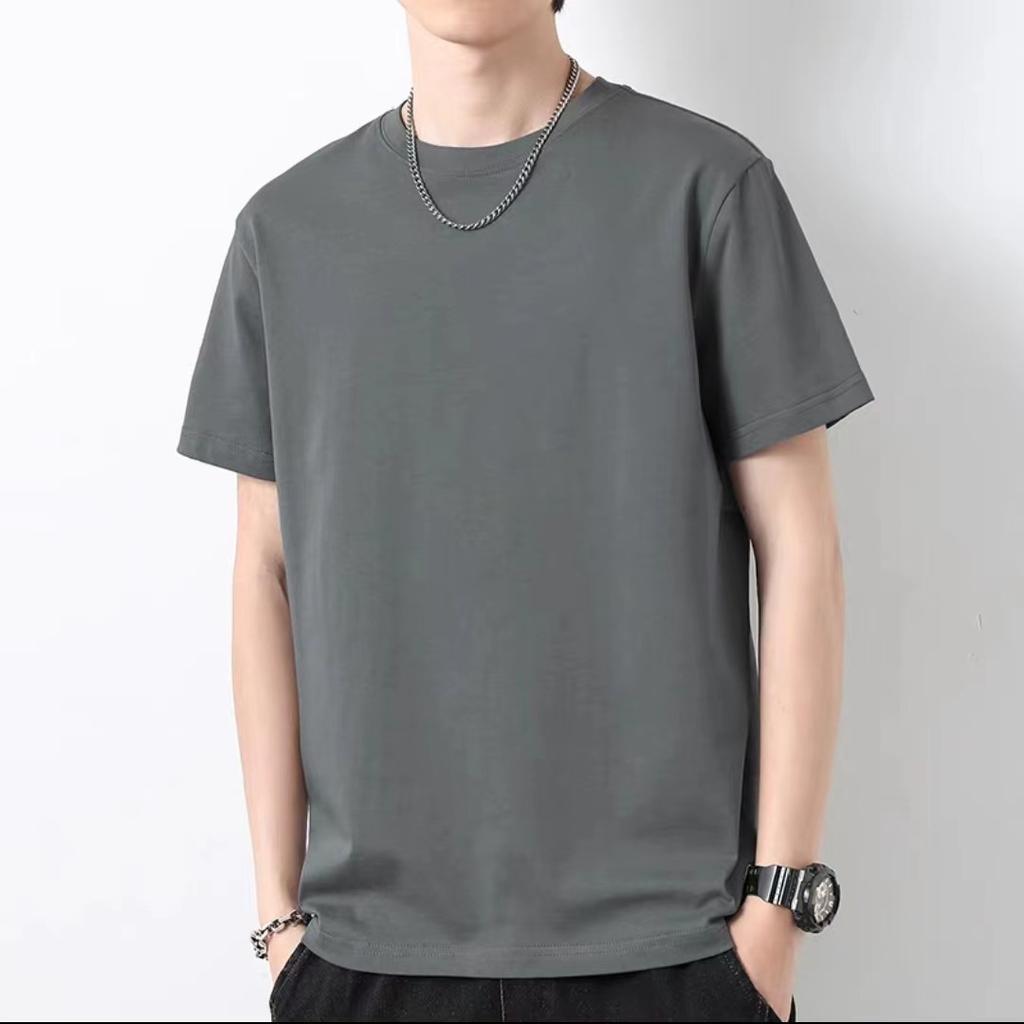 Manufacturer Men'S Short Sleeve T-Shirt Medium Green Trend Casual Versatile Loose Half Sleeve Solid Color Bottom Shirt
