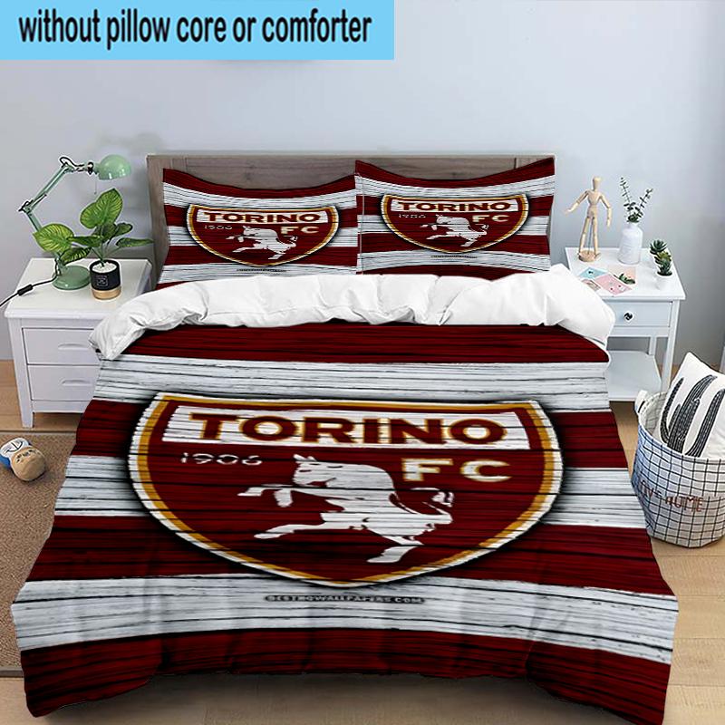 Torino Fc Crest Design Set Lenzuola 3 Pezzi Stampa 2D (Include 1 Copripiumino + 2 Federe Senza Imbottitura), Decorazione camera da letto, Regalo ventilatore