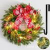 Christmas Decorations Set: LED String Lights Red Poinsettia Flowers Wreath Door Hanging Home Festive Interior