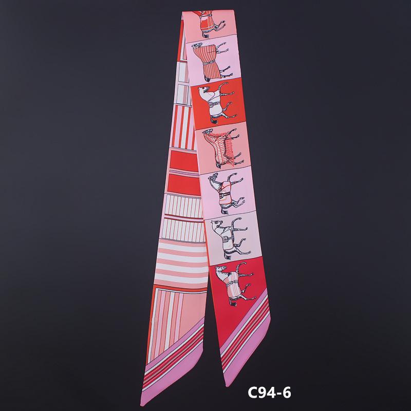 Maige 2018 Silk Scarf: European & American Style, Horse Design, Women's Bag Handle, Ribbon Headband