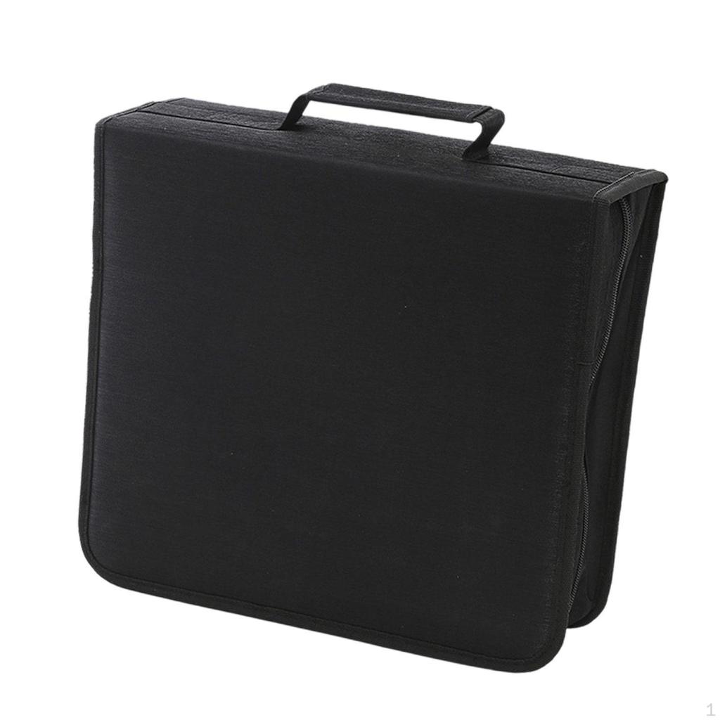 CD Case Holder DVD 256 Capacity Sleeves with Handle Trendy Portable Zipper Closure Bag