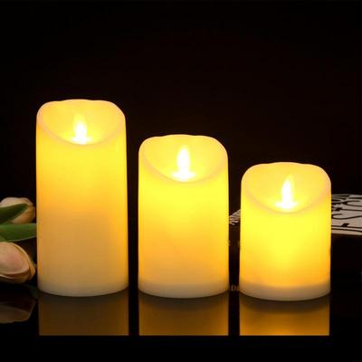 Flickering Flameless Candles 3X Battery Operated Flickering Led Candles Flameless Wax Pillar Candles Light Waterproof Pillar Led