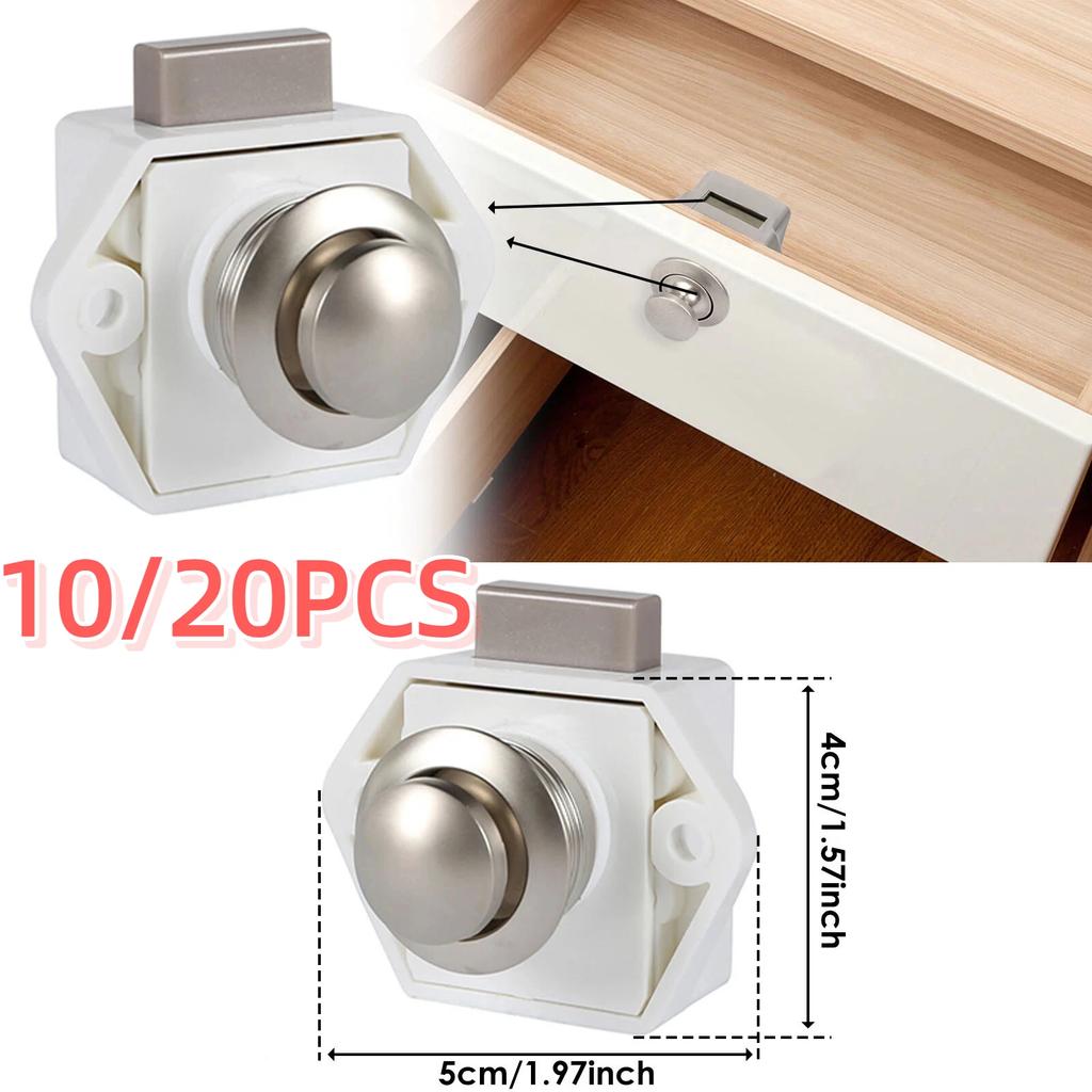 10/20 Pezzi Serratura a Pulsante per Camper Auto Diametro 20mm Serrature a Scatto per Mobili Caravan Motorhome Armadietti Cassetti