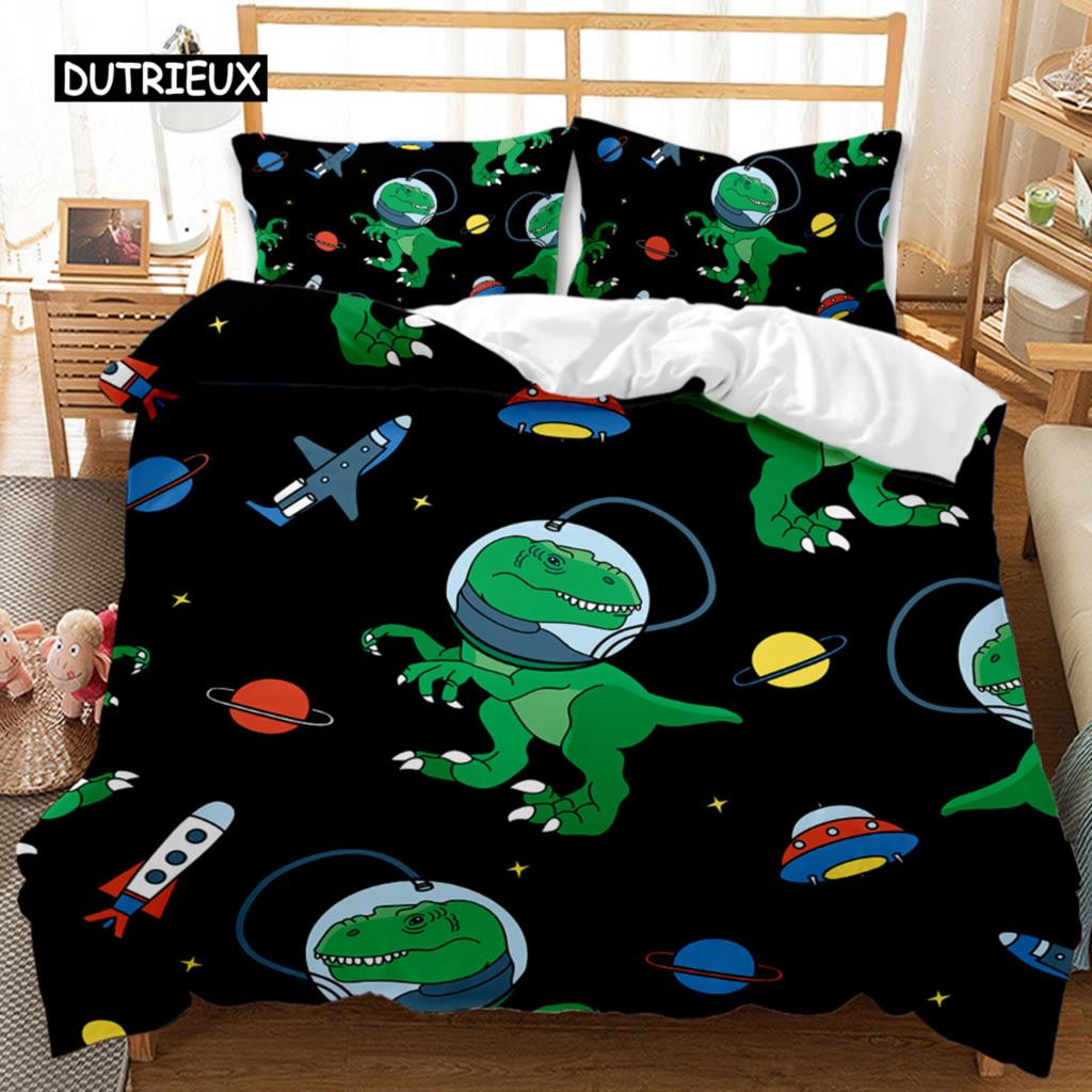 Dinosaur Bedspread Cover Sets Kids' Bed Cover Kit Full Playing Basketball Tyrannosaurus Animal Double Size Queen Dimension King Size Long-lasting