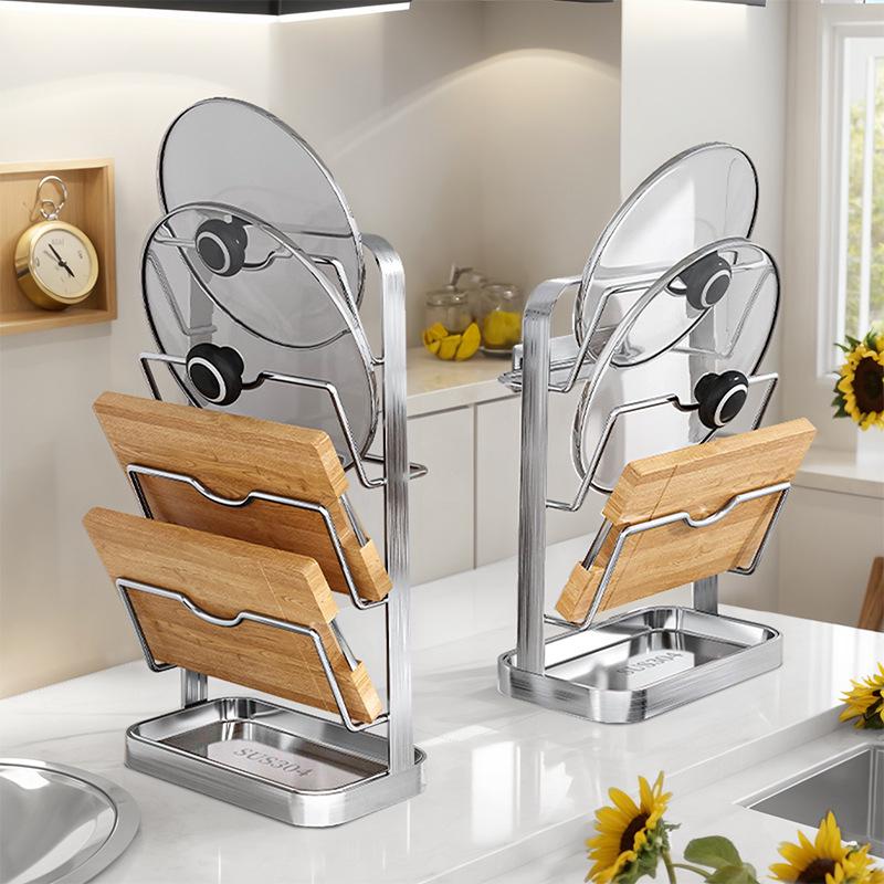 Wall-Mounted Stainless Steel Pot Lid Holder, Multi-Layer Countertop Rack for Kitchen Storage 2-layer Countertop Rack