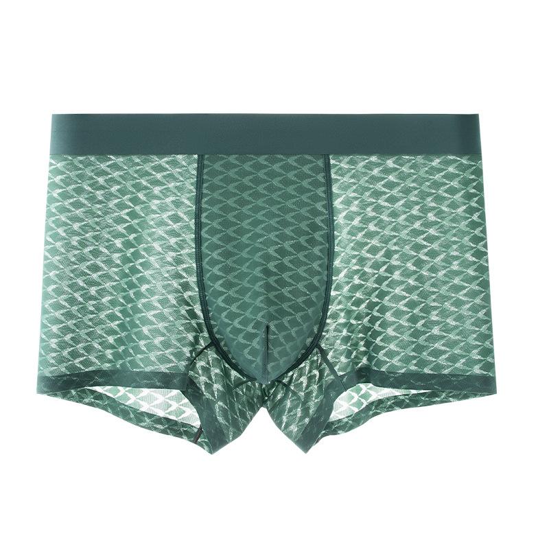Men's Ice Silk Underwear Summer Ultra-thin Ice Silk No Trace Antibacterial Flat Corner Pants