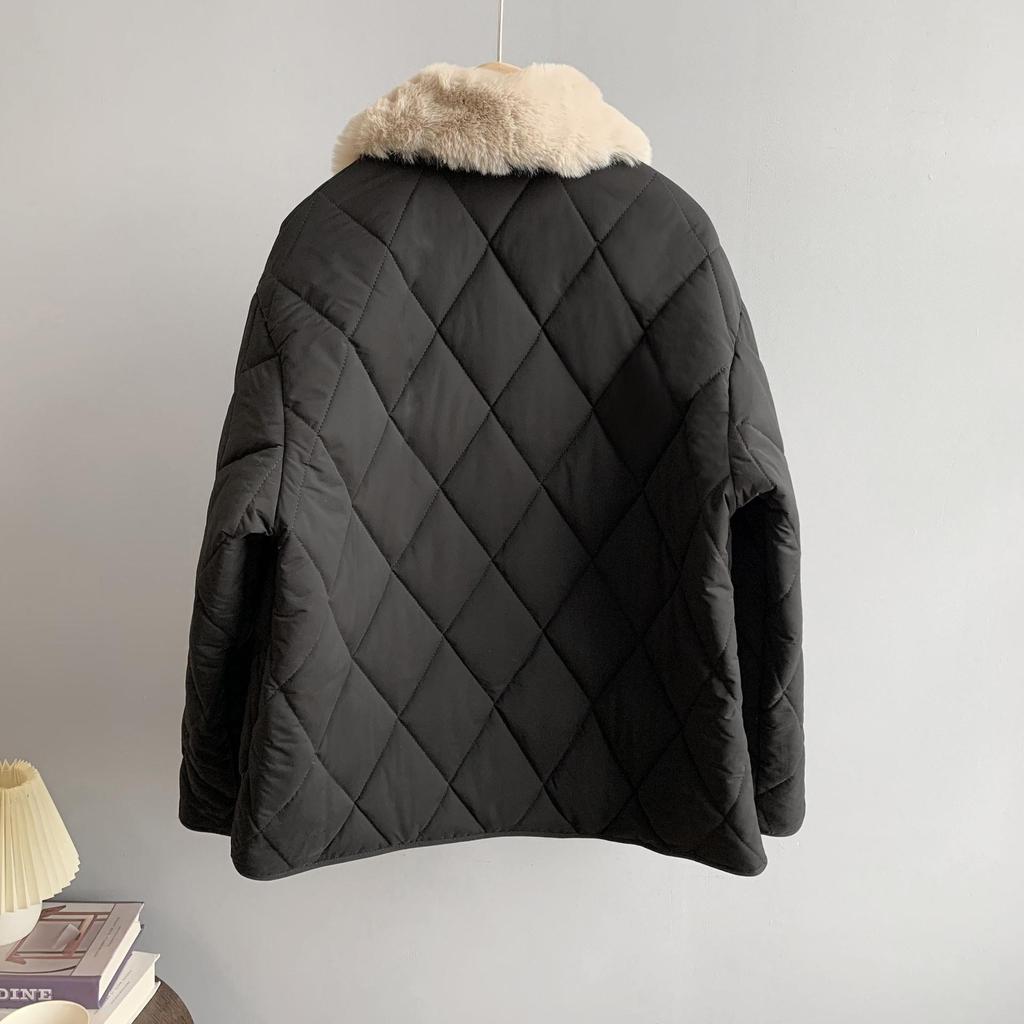 Dámské Zimní kožešinový límec Dlouhý rukáv Jednobarevné Vše odpovídající Teplý kabát Pro Dámskou Módu Zip Volná elegantní bunda