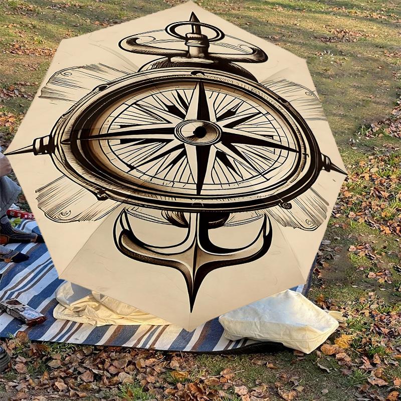 1PC Compass AnchorAutomatic Open/Close Umbrella with Windproof, 8-Rib Sturdy Canopy, Durable Ribs, Fashionable Design1218A