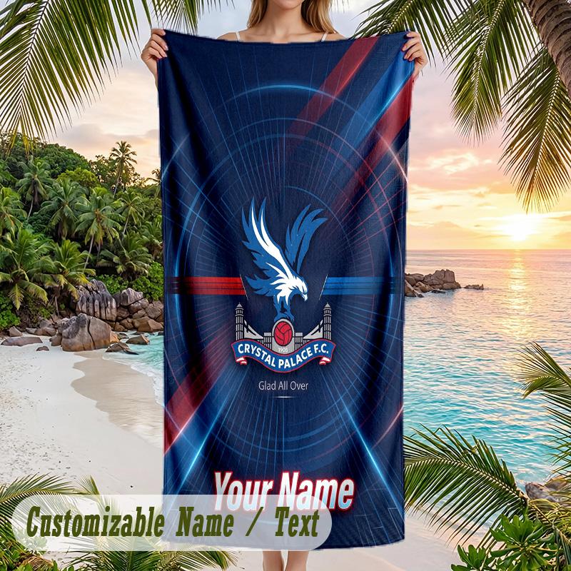 Beach Towel Crystal Palace Print Custom Name Text Soft Towel for Swimming Pool