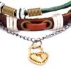 1 Paire Bracelet Couple Cuir Vachette Homme Femme Marron Rétro Réglable Tressé pour Rendez-vous Fête