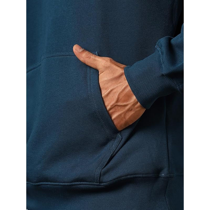 NOBERO Men s Cotton Blend Neck Hooded Oversized Sweatshirt (1M-Twho-R0041_Black) XL синий