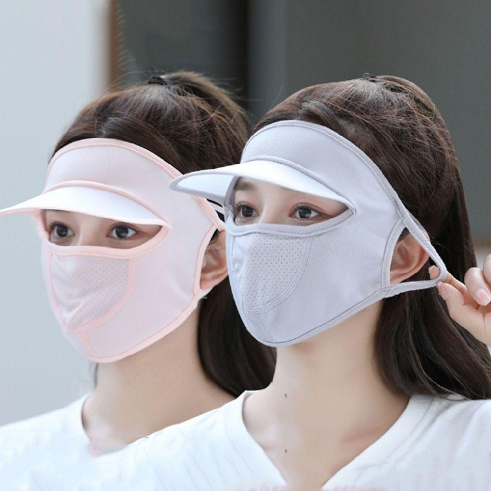 Brim Sunscreen Veil Ice Silk Driving Face Mask Womne Sun Hats Face Gini Mask Summer Sunscreen Mask