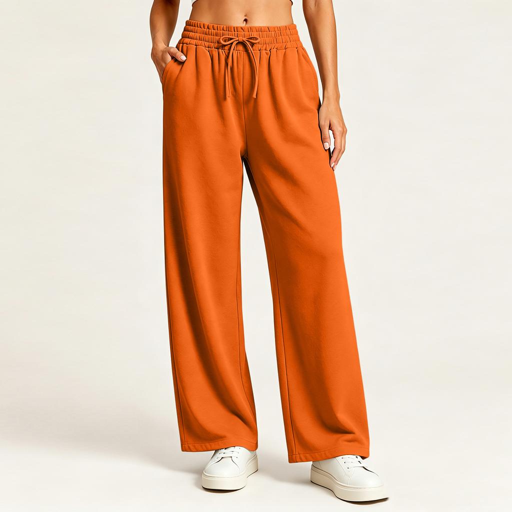 Women's Stylish Casual Loose Fit Straight Leg Pants with Pockets in Color for Everyday Wear