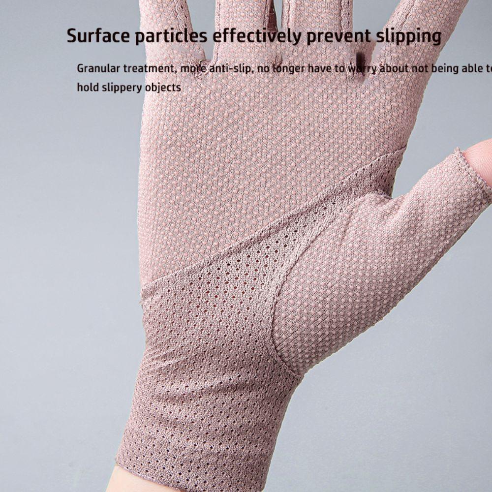 Neue rutschfeste Sonnenschutzhandschuhe Atmungsaktive Halbfinger-EisSeidenhandschuhe UV-Elastizität Fahrradhandschuhe Sommer