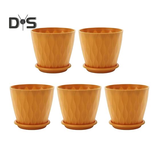 

5 шт. цветочных горшков с рисунком в виде водной ряби, горшки для рассады, горшки для семян, стартовые горшки с дренажными отверстиями и поддонами для домашних растений оранжевый