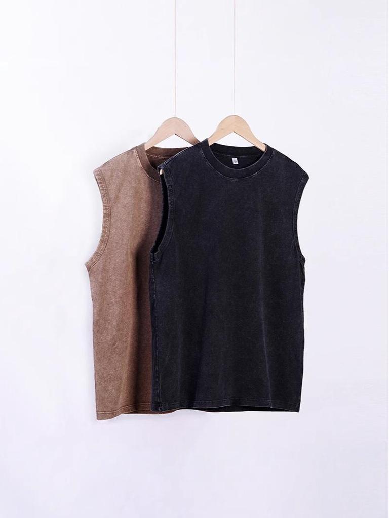 230g Distressed Heavyweight Cotton Sleeveless Vintage Unisex Oversized Vest