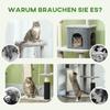 132cm Cat Tree W/ Scratching Posts, Pad, Cat Bed, Cat House, Jumping Platform, Grooming Brush, Anti-Tip Kit, Light Grey