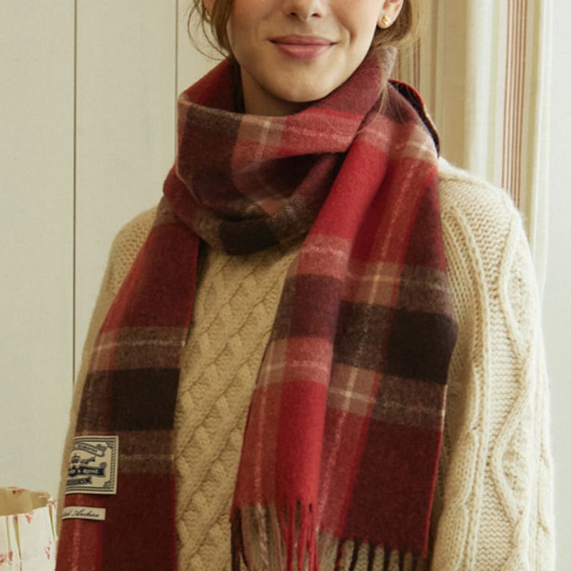 NONLOCAL Holiday Check Blend Muffler - Red Check