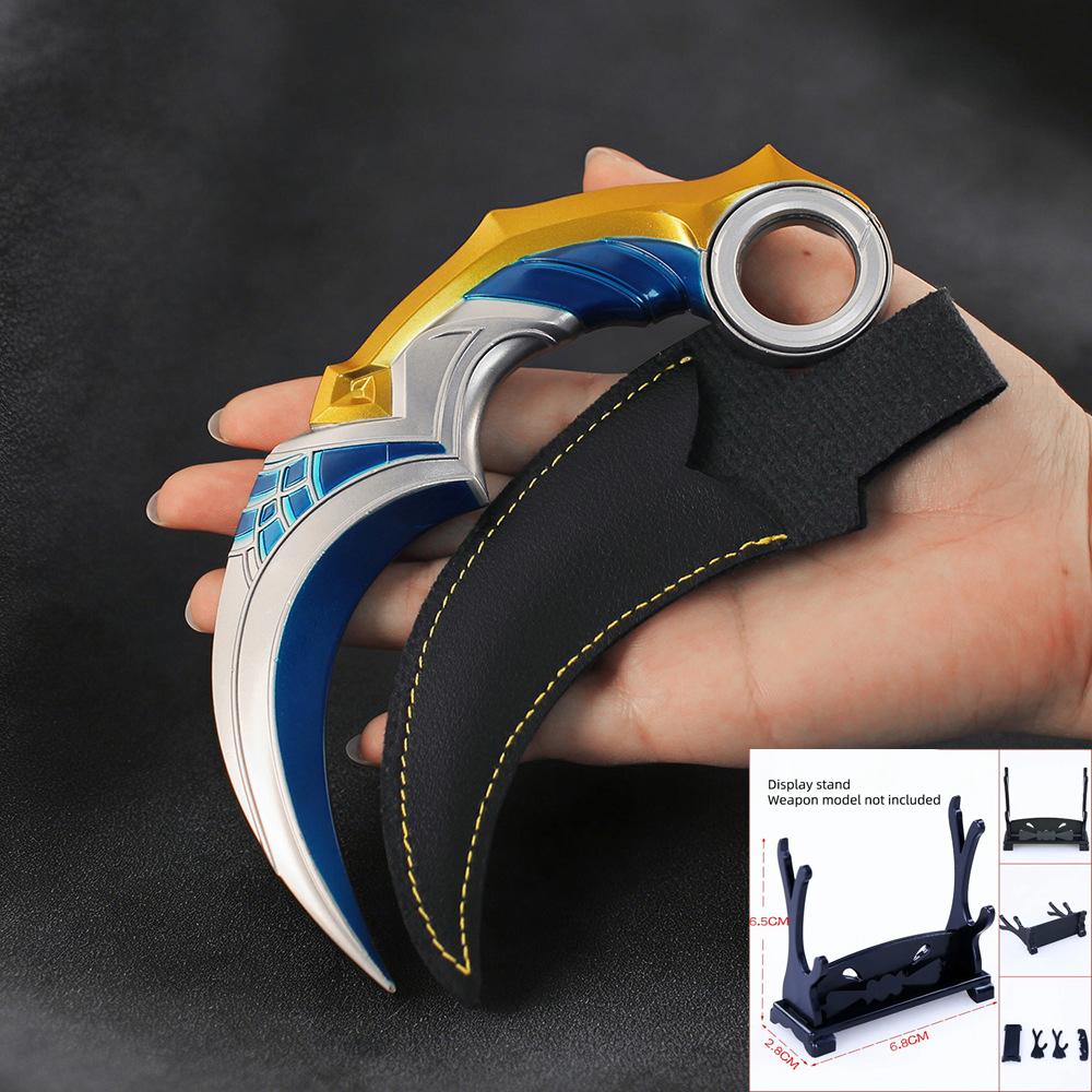 Juguete Modelo Karambit Sombra Celestial de Valorant 16cm 6.3pulgadas Metal No Afilado Giratorio Réplica Coleccionable Con Funda